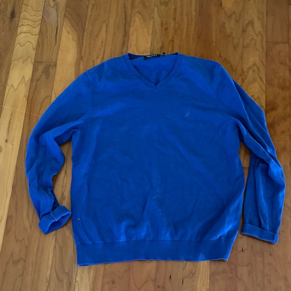 Nautica Men's Vibrant Blue V-Neck Sweater